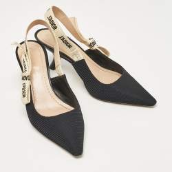 Pre Owned Dior Black Technical Fabric J'adior Slingback Pumps Size 37
