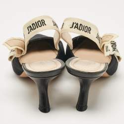 Pre Owned Dior Black Technical Fabric J'adior Slingback Pumps Size 37
