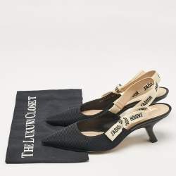 Pre Owned Dior Black Technical Fabric J'adior Slingback Pumps Size 37