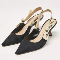 Pre Owned Dior Black Technical Fabric J'adior Slingback Pumps Size 37
