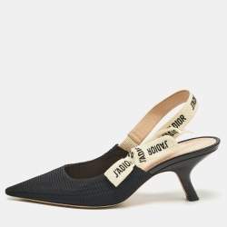 Pre Owned Dior Black Technical Fabric J'adior Slingback Pumps Size 37