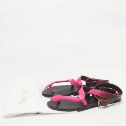 Dior Ombre Pink Leather Poison D Ankle Wrap Flats Size 38.5