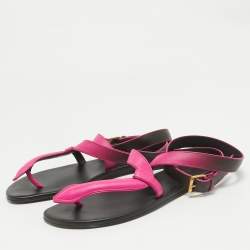 Dior Ombre Pink Leather Poison D Ankle Wrap Flats Size 38.5