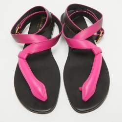 Dior Ombre Pink Leather Poison D Ankle Wrap Flats Size 38.5