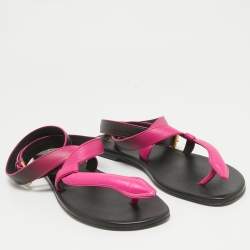 Dior Ombre Pink Leather Poison D Ankle Wrap Flats Size 38.5