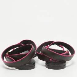 Dior Ombre Pink Leather Poison D Ankle Wrap Flats Size 38.5