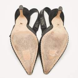 Pre Owned Dior Black Crystal Embellished Lurex Fabric J'adior Slingback Pumps Size 36.5