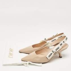 Dior Beige Fabric J'Adior Slingback Pumps Size 38