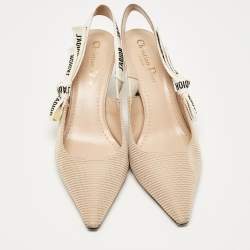 Dior Beige Fabric J'Adior Slingback Pumps Size 38