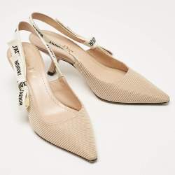 Dior Beige Fabric J'Adior Slingback Pumps Size 38