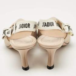 Dior Beige Fabric J'Adior Slingback Pumps Size 38