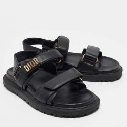 Pre Owned Dior Black Leather DiorAct Slingback Sandals Size 38