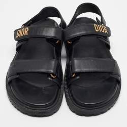 Pre Owned Dior Black Leather DiorAct Slingback Sandals Size 38
