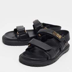 Pre Owned Dior Black Leather DiorAct Slingback Sandals Size 38