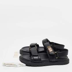 Pre Owned Dior Black Leather DiorAct Slingback Sandals Size 38