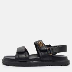 Pre Owned Dior Black Leather DiorAct Slingback Sandals Size 38