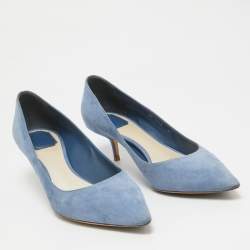 Pre Owned Dior Blue Suede Cherie Pumps Size 41