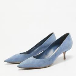 Pre Owned Dior Blue Suede Cherie Pumps Size 41