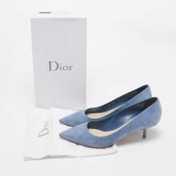 Pre Owned Dior Blue Suede Cherie Pumps Size 41