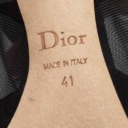 Dior Black Mesh and Suede Floral Applique Open Toe Booties Size 41