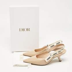 Dior Beige Technical Fabric J'Adior Slingback Pumps Size 39.5