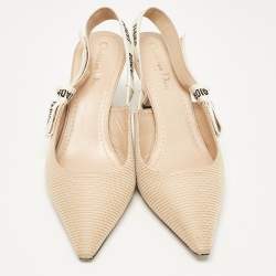 Dior Beige Technical Fabric J'Adior Slingback Pumps Size 39.5