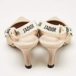 Dior Beige Technical Fabric J'Adior Slingback Pumps Size 39.5