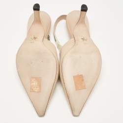 Dior Beige Technical Fabric J'Adior Slingback Pumps Size 39.5