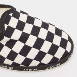 Pre Owned Dior White/Black Canvas Checkered Print Ballet Flats Size 40