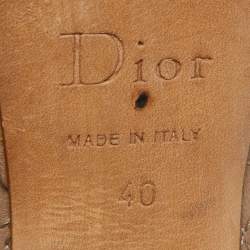 Pre Owned Dior Light Brown Cannage Leather Bow Peep Toe Pumps Size 40