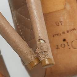 Pre Owned Dior Light Brown Cannage Leather Bow Peep Toe Pumps Size 40