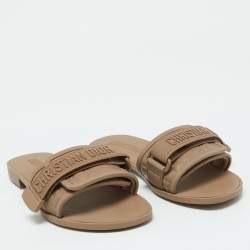 Pre Owned Dior Light Brown Rubber Diorevolution Flat Sandals Size 37