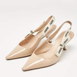 Pre Owned Dior Beige Patent Leather J'Adior Slingback Pumps Size 40