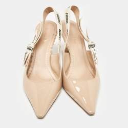 Pre Owned Dior Beige Patent Leather J'Adior Slingback Pumps Size 40
