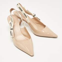 Pre Owned Dior Beige Patent Leather J'Adior Slingback Pumps Size 40