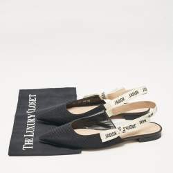 Dior Black Technical Fabric J'adior Slingback Flats Size 38