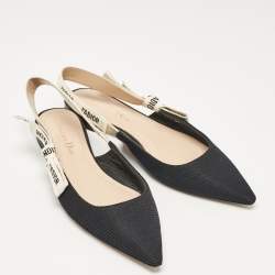 Dior Black Technical Fabric J'adior Slingback Flats Size 38