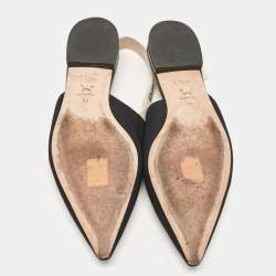 Dior Black Technical Fabric J'adior Slingback Flats Size 38