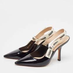 Dior Black Patent Leather J'Adior Slingback Pumps Size 38