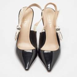 Dior Black Patent Leather J'Adior Slingback Pumps Size 38