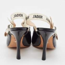 Dior Black Patent Leather J'Adior Slingback Pumps Size 38