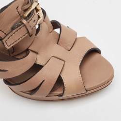 Pre Owned Dior Brown Leather Strappy Platform Sandals Size 38.5