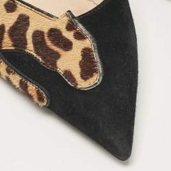 Pre Owned Dior Black/Brown Calf Hair and Suede Slingback Pumps Size 37