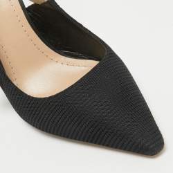 Dior Black Knit Fabric J'Adior Pointed Toe Slingback Pumps Size 38