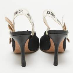 Dior Black Knit Fabric J'Adior Pointed Toe Slingback Pumps Size 38