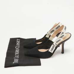 Dior Black Knit Fabric J'Adior Pointed Toe Slingback Pumps Size 38