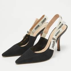 Dior Black Knit Fabric J'Adior Pointed Toe Slingback Pumps Size 38