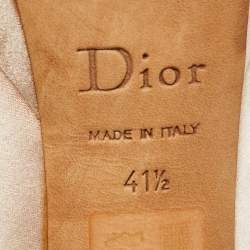 Dior Beige Satin Cannage Heel Peep Toe Platform Pumps Size 41.5