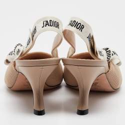 Pre Owned Dior Beige Technical Fabric J'Adior Slingback Pumps Size 41