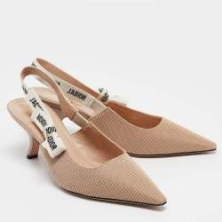 Pre Owned Dior Beige Technical Fabric J'Adior Slingback Pumps Size 41